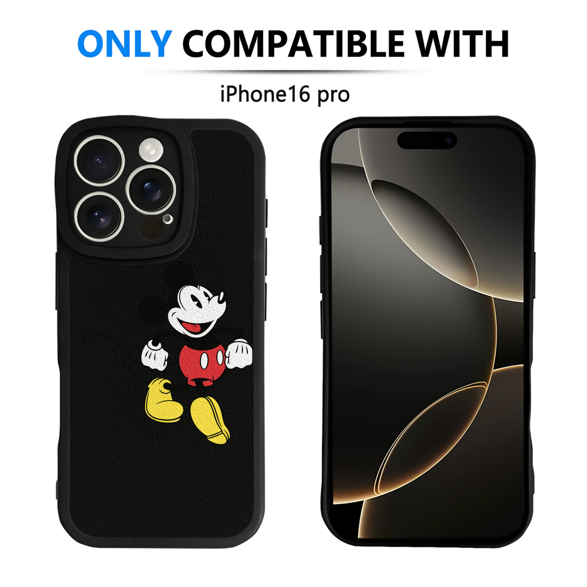 （画像用） ミッキーマウス Mickey Mouse 【iPhone 16シリーズ対応】シリコンスマホケース（レザー調） 材質：シリコン